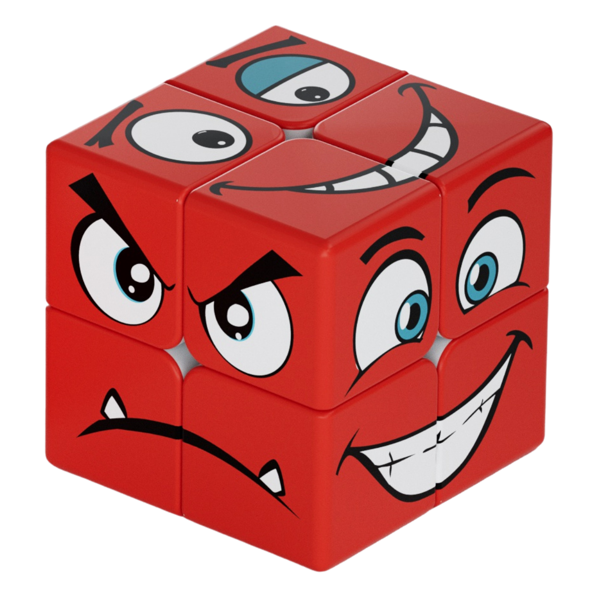 Z Cube 2x2 Emoji Face Cube Puzzle Toy Red → MasterCubeStore