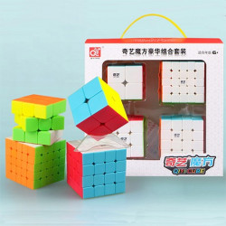QiYi MoFangGe 4 Magic Cubes Bundle - Megaminx, Pyraminx, Mastermorphix, Skewb Cube